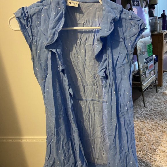 Blue open or tie wrap shirt/coverup - Picture 3 of 3